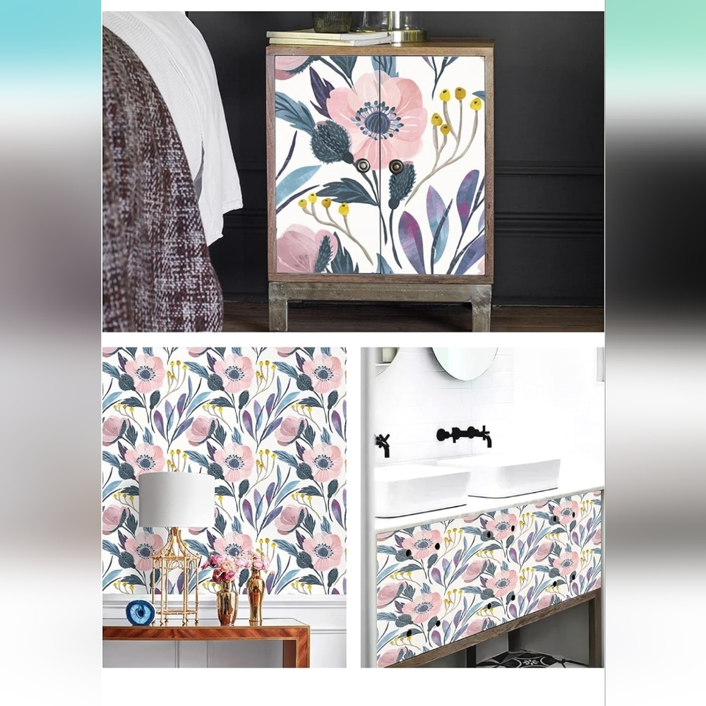 Floral Shelf Liner 1 roll 17.7" x 9.8'